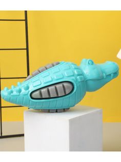 Игрушка для животных COSY Крокодил с пищалкой, бирюзовая, TPR, 16х7х7 см