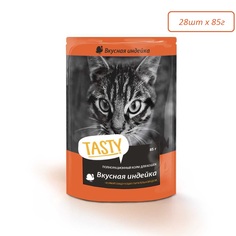 Влажный корм для кошек Tasty с индейкой в желе 28шт по 85г