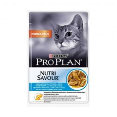 Влажный корм для кошек Pro Plan Nutri Savour Derma Plus, треска в соусе, 85г
