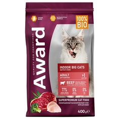 Корм сухой для кошек крупных пород Award Indoor Big Cats, С говядиной и курицей, 400 г