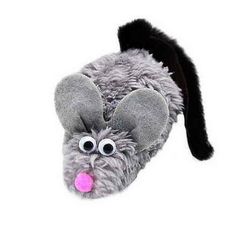 Игрушка для кошек GoSi фигурка Мышь-Полевка с хвостом из норки серая