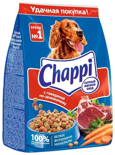 Сухой корм для собак Chappi Сытный мясной обед с говядиной по-домашнему, 600 г