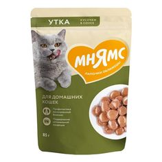 Влажный корм Мнямс кусочки в соусе с уткой для для домашних кошек 85 г х 24 шт