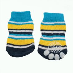 Носки для собак Каскад с прорезиненной подошвой желто-голубые M
