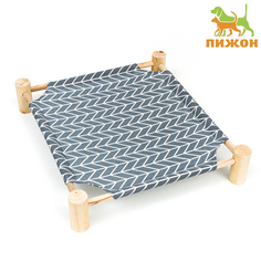 Лежанка для животных Пижон Гамак-кровать, серый, дерево, текстиль, 47 х 42 х 10 см