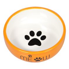 Миска для кошек Mr.Kranch Meow с лапкой керамическая оранжевая 380 мл