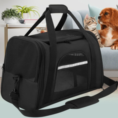 Переноска для кошек и собак RNB4pets, до 7 кг, черный, оксфорд, размер М, 45x29x29 см