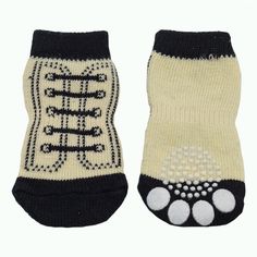 Носки для собак Каскад с прорезиненной подошвой черно-белые XL