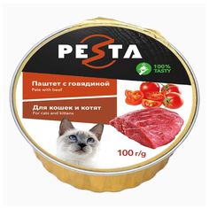 Влажный корм Pesta паштет с говядиной для кошек и котят 100 г