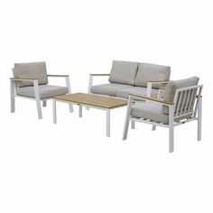 Набор мебели Bizzotto Belmar White с подушками 4 предмета бело-серый