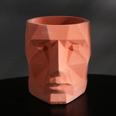 Цветочное кашпо Полигональное из гипса голова 5270821 0,2 л розовый 1 шт. No Brand