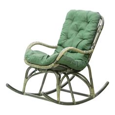 Кресло-качалка Rattan grand olive green с подушками оливковое 110 x 60 x 85 см