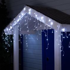 Гирлянда «Бахрома» 3 ? 0.6 м, IP44, УМС, прозрачная нить, 160 LED, свечение белое, 220 В No Brand