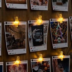Гирлянда «Нить» 2 м роса с насадками «Прищепки-тыквы», IP20, серебристая нить, 20 LED, све Luazon Lighting