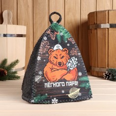 Шапка для бани с принтом Легкого пара! серая No Brand