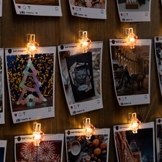 Гирлянда «Нить» 2 м роса с насадками «Прищепки-цветы», IP20, серебристая нить, 20 LED, све Luazon Lighting