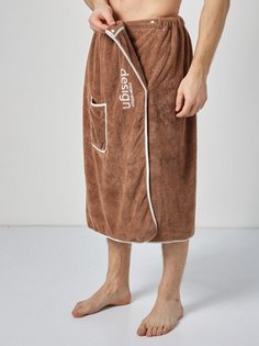 Банный комплект мужской Килт и Полотенце из микрофибры Pakhtatex,коричневый No Brand