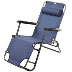 Шезлонг пляжный складной металл 153х60х80 см 2 положения спинки синий Green Days