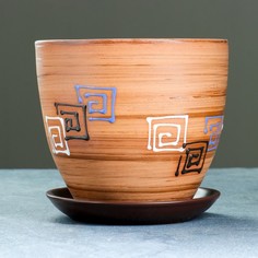 Цветочный горшок Модерн с подставкой 332444 5 л коричневый 1 шт. No Brand