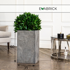 Цветочное кашпо Evabrick Cube искусственный камень Сube-HL60-35G 62 л серый 1 шт.