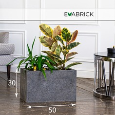 Цветочное кашпо Evabrick Rectangle искусственный камень Rectangle-HL30-50G 34л серый 1 шт.