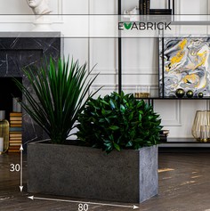 Цветочное кашпо Evabrick Rectangle искусственный камень Rectangle-HL30-80G 52л серый 1 шт.