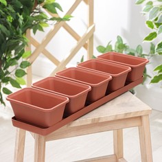 Цветочный горшок Darel plastic с поддоном Р00005799 0,75 л терракотовый 5 шт.
