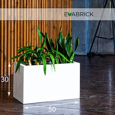 Цветочное кашпо Evabrick Rectangle искусственный камень Rectangle-Hl30-50W 34л белый 1 шт.