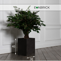 Цветочное кашпо Evabrick Cube искусственный камень Сube-HL40-30B 29 л черный 1 шт.
