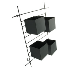 Настенное кашпо Хит-декор Industrial 08821 4 кашпо по 1,3л, черный, 5 предметов