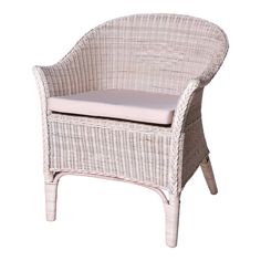 Кресло Rattan grand Roma с подушкой white wash