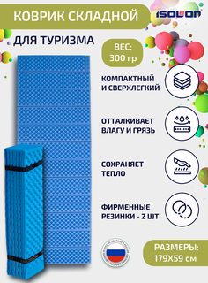 Коврик складной туристический для похода и рыбалки Isolon Camping Flex 179х59см 15мм синий