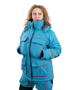 Камчатка женский зимний костюм для рыбалки NOVATEX бирюзовый оранжевый 56 на рост 170