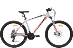 Велосипед STARK Indy 27.2 D 2024 серебристый металлик-черный металлик-красный 20"