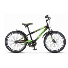 Велосипед STELS PILOT-200 VC, колесо 20, рост 11, сезон 2023-2024, черный/салатовый