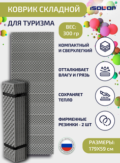 Коврик складной туристический Isolon для похода и рыбалки Camping Flex 179х59см 15мм серый