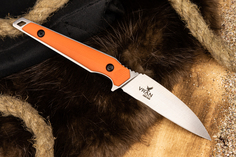 Туристический нож Kizlyar Supreme Vran в стали N690 с финишем StoneWash в Кайдекс Orange