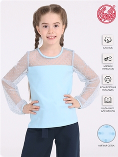 Лонгслив детский Апрель 1ДДЛД4116804с, светло-голубой109+голубой горох 6 на голубом, 134