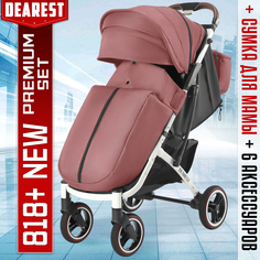 Прогулочная коляска Dearest 818 Plus NEW White Premium Set Ginger с сумкой для мамы