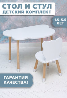 Комплект детской мебели RuLes стол облако и стул, ножки цилиндрической формы в носочках