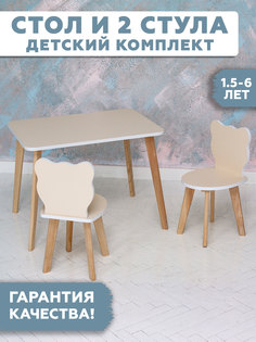Комплект детской мебели RuLes столик и стульчик мишка двойной бежевый стандарт