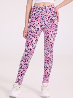 Леггинсы детские Апрель 1ДРЛ1609804н, сердечки леопард на розовом, 146