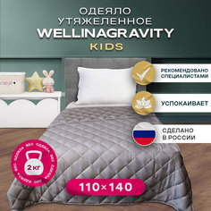 Одеяло детское WELLINAGRAVITY утяжеленное сенсорное 110х140 серый 2кг WGS-11