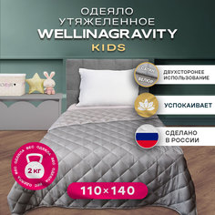 Двустороннее утяжеленное детское одеяло WELLINAGRAVITY 110х140 WGS-11 серое велюр 2кг