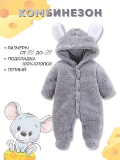 Комбинезон утепленный для новорожденных ROYAL FELLE H3 серый, 66