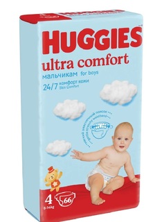 Подгузники Huggies Ultra Comfort для мальчиков 4 (8-14 кг) 66 шт