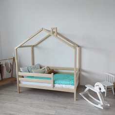 Детская кровать домик Ми-Густа Futuras из массива дерева без покраски, без ящиков Mi Gusta