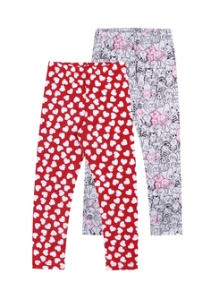 Леггинсы детские Апрель 2ДРЛ5641001н, сердечки на красном+зверушки на сером, 64-128, 2 шт