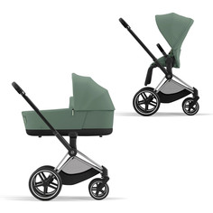 Коляска детская Cybex Priam-4-mix СР4-Chrome-Black-LeafGreen