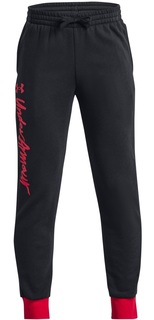 Брюки детские Under Armour Ua Rival Fleece Script Jgrs, черный, красный, 156